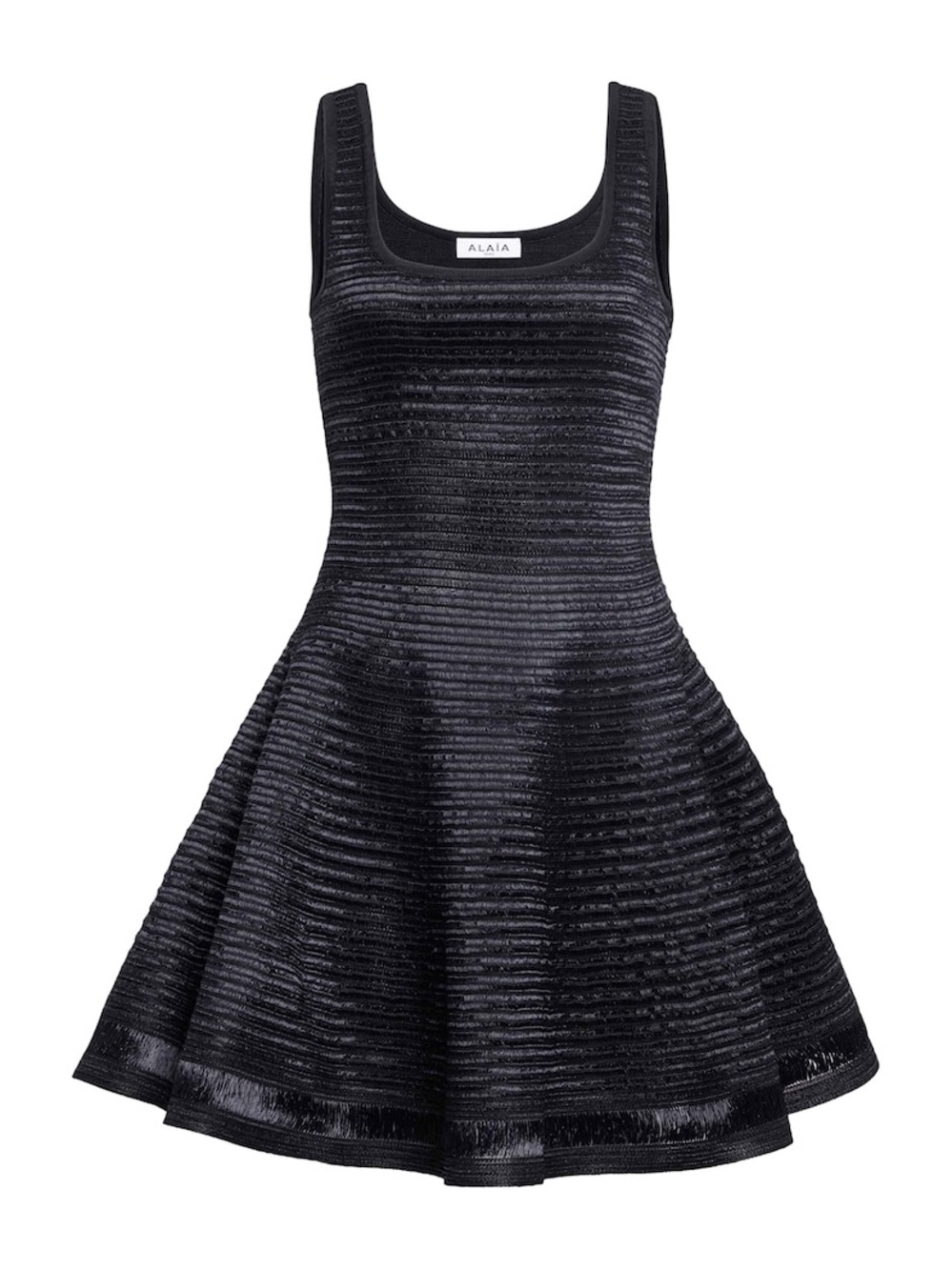 Alaïa Black Textured Scoop-Neck Fit & Flare Dress LIKE NEW